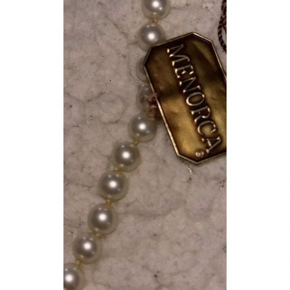 Majorica Set of Pearls: Double Strand Necklace, Need Repair Clasp Rhinestones - Picture 5 of 6